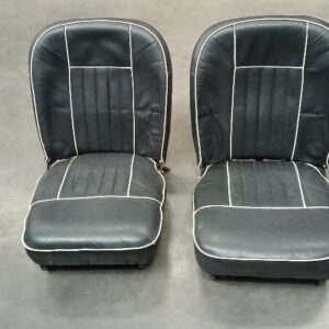 Stoelen set Zwart leer MGB 1969 modeljaar - Zwart leer met witte bies